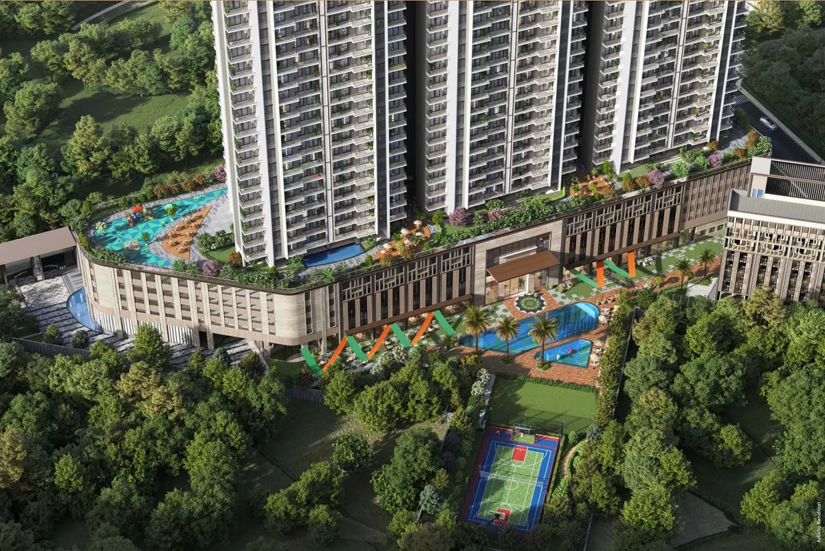 Satya Levante Residences aerial view of towers and amenities – Sector 104, Gurgaon