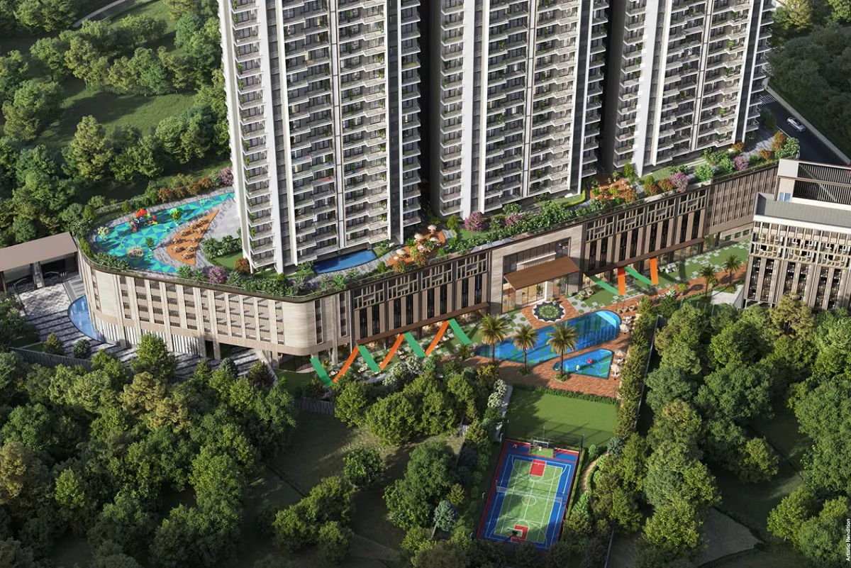Satya Levante Residences in Sector 104 Gurgaon with luxury towers, landscaped podium, pool, and sports amenities.