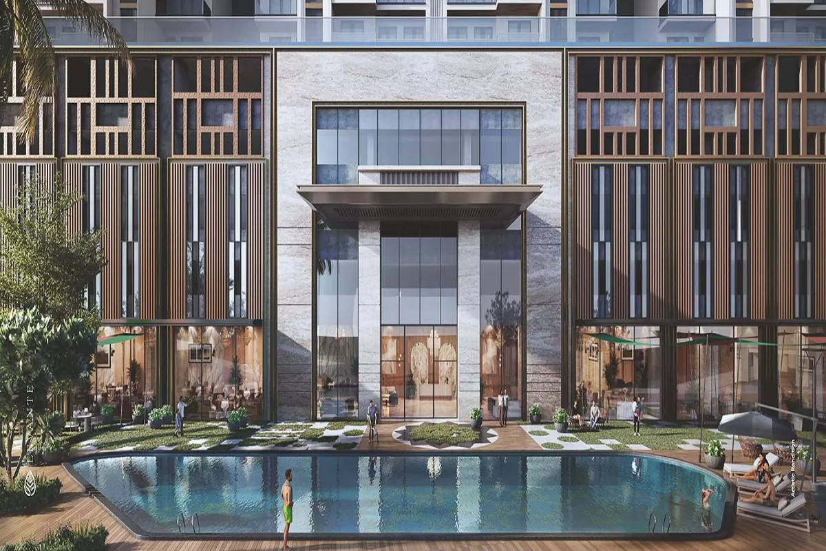 Satya Levante Residences Sector 104 Gurgaon featuring luxury clubhouse facade and resort-style swimming pool.