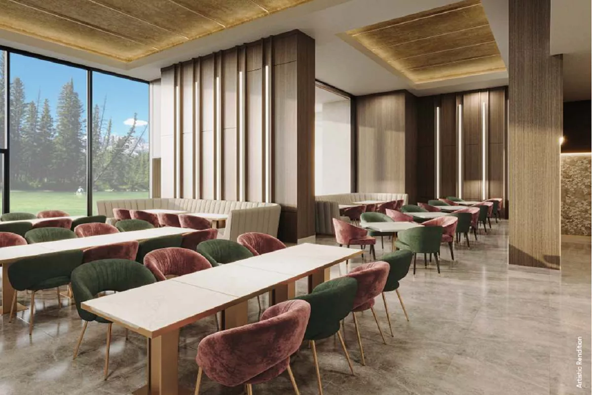 Luxury dining lounge with modern interiors at Satya Levante Residences